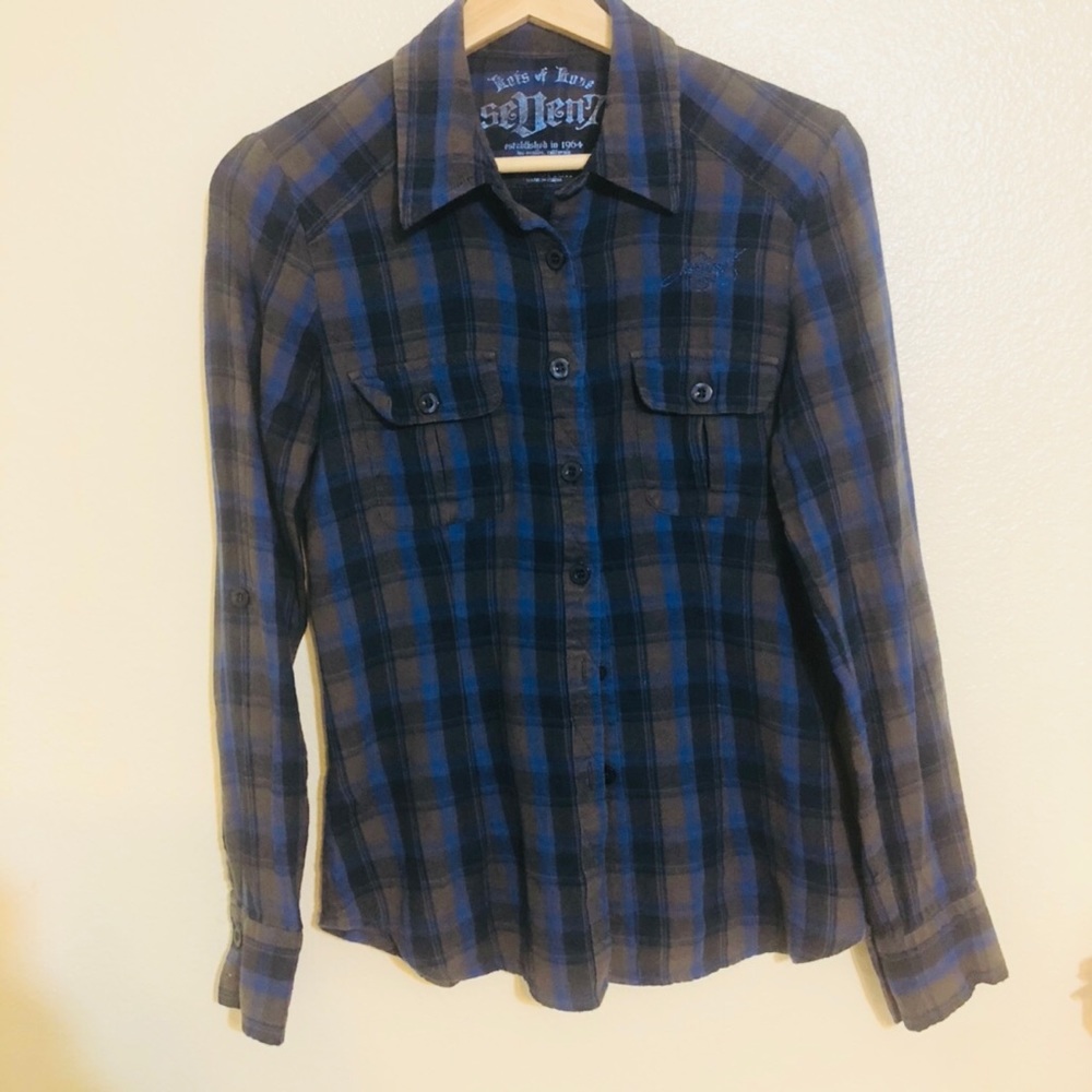 Seven7 plaid button down
